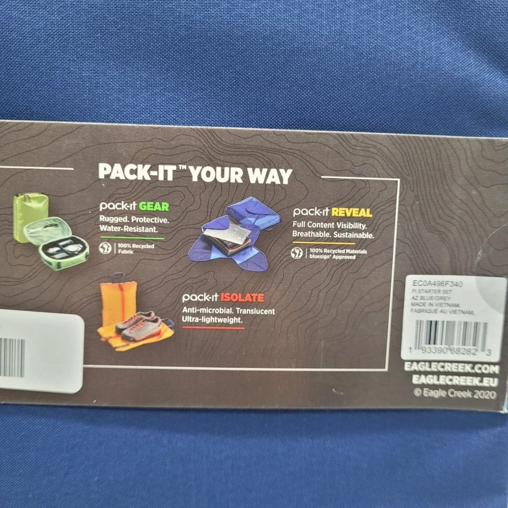 Eagle Creek 3-Piece Packing Cube Set – Az Blue-Grey Travel Organizer Kit - Picture 4 of 6